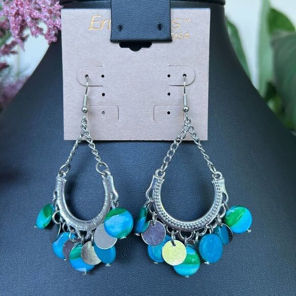 Silver/Blue Green Dangle Erica Lyons Fashion Earrings $16ea / 3 for $25 - Picture 6 of 9